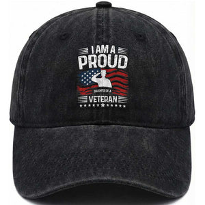 Proud Daughter Veteran Nothing Scares Washed Cotton Baseball Cap Military Family Pride American Flag