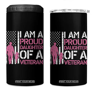 Proud Daughter Veteran Nothing Scares 4 in 1 Can Cooler Tumbler Patriotic Military Family Support