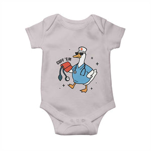 Funny Silly Goose ER Nurse Baby Onesie Cuff 'Em TS14 Ice Gray Print Your Wear