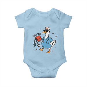 Funny Silly Goose ER Nurse Baby Onesie Cuff 'Em TS14 Light Blue Print Your Wear