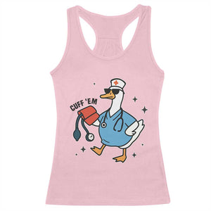 Funny Silly Goose ER Nurse Racerback Tank Top Cuff 'Em TS14 Light Pink Print Your Wear