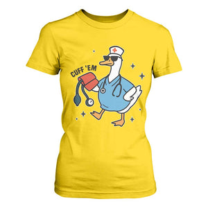 Funny Silly Goose ER Nurse T Shirt For Women Cuff 'Em TS14 Daisy Print Your Wear