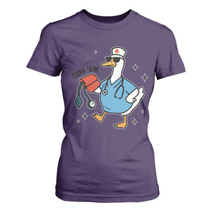 Funny Silly Goose ER Nurse T Shirt For Women Cuff 'Em TS14 Purple Print Your Wear