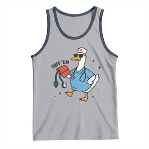 Funny Silly Goose ER Nurse Tank Top Cuff 'Em TS14 Athletic Heather Navy Print Your Wear