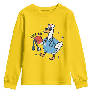 Funny Silly Goose ER Nurse Youth Sweatshirt Cuff 'Em TS14 Daisy Print Your Wear