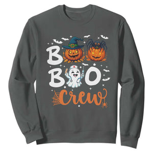 Boo Boo Crew Nurse Ghost Halloween Sweatshirt TS14 Dark Heather Print Your Wear