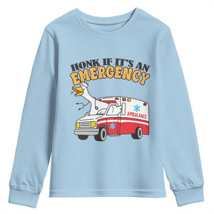 Registered Goose Nurse Youth Sweatshirt Honk If It Is An Emergency TS14 Light Blue Print Your Wear