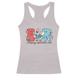 ER Nurse Silly Goose Racerback Tank Top Funny Emergency Department TS14 Ice Gray Print Your Wear