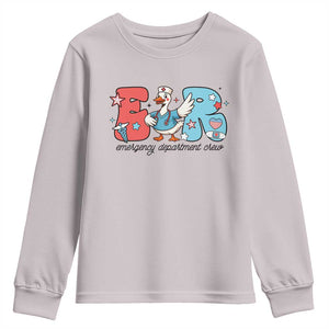 ER Nurse Silly Goose Youth Sweatshirt Funny Emergency Department TS14 Ice Gray Print Your Wear