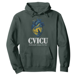 CVICU Nurse Cat Starry Night Hoodie Cardiovascular Intensive Care Unit TS14 Dark Forest Green Print Your Wear