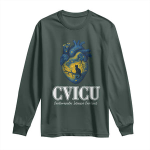 CVICU Nurse Cat Starry Night Long Sleeve Shirt Cardiovascular Intensive Care Unit TS14 Dark Forest Green Print Your Wear