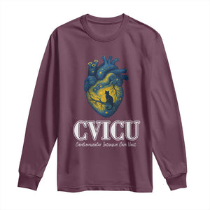 CVICU Nurse Cat Starry Night Long Sleeve Shirt Cardiovascular Intensive Care Unit TS14 Maroon Print Your Wear
