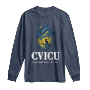 CVICU Nurse Cat Starry Night Long Sleeve Shirt Cardiovascular Intensive Care Unit TS14 Navy Print Your Wear