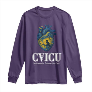 CVICU Nurse Cat Starry Night Long Sleeve Shirt Cardiovascular Intensive Care Unit TS14 Purple Print Your Wear