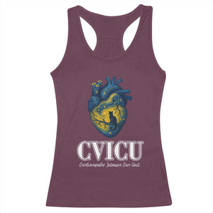 CVICU Nurse Cat Starry Night Racerback Tank Top Cardiovascular Intensive Care Unit TS14 Maroon Print Your Wear
