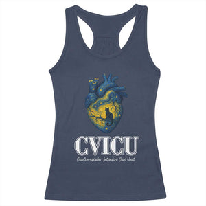CVICU Nurse Cat Starry Night Racerback Tank Top Cardiovascular Intensive Care Unit TS14 Navy Print Your Wear