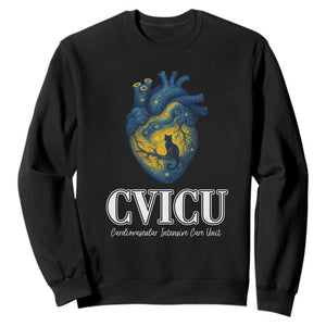 CVICU Nurse Cat Starry Night Sweatshirt Cardiovascular Intensive Care Unit TS14 Black Print Your Wear