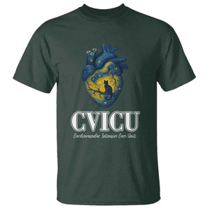 CVICU Nurse Cat Starry Night T Shirt Cardiovascular Intensive Care Unit TS14 Dark Forest Green Print Your Wear