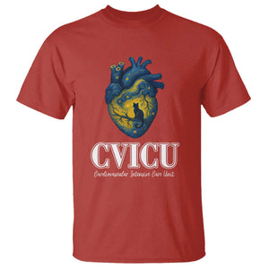 CVICU Nurse Cat Starry Night T Shirt Cardiovascular Intensive Care Unit TS14 Red Print Your Wear