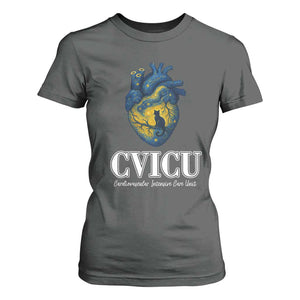 CVICU Nurse Cat Starry Night T Shirt For Women Cardiovascular Intensive Care Unit TS14 Dark Heather Print Your Wear