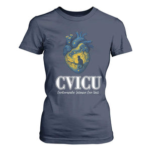 CVICU Nurse Cat Starry Night T Shirt For Women Cardiovascular Intensive Care Unit TS14 Navy Print Your Wear