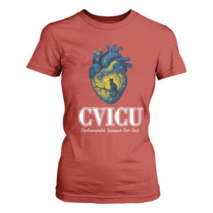 CVICU Nurse Cat Starry Night T Shirt For Women Cardiovascular Intensive Care Unit TS14 Red Print Your Wear