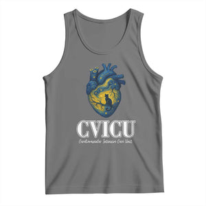 CVICU Nurse Cat Starry Night Tank Top Cardiovascular Intensive Care Unit TS14 Black Heather Print Your Wear