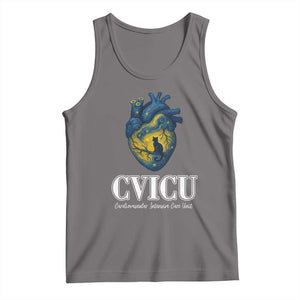 CVICU Nurse Cat Starry Night Tank Top Cardiovascular Intensive Care Unit TS14 Deep Heather Print Your Wear