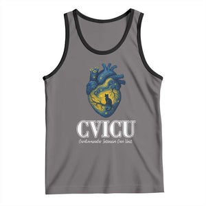 CVICU Nurse Cat Starry Night Tank Top Cardiovascular Intensive Care Unit TS14 Deep Heather Black Print Your Wear