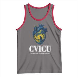 CVICU Nurse Cat Starry Night Tank Top Cardiovascular Intensive Care Unit TS14 Deep Heather Red Print Your Wear