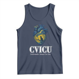 CVICU Nurse Cat Starry Night Tank Top Cardiovascular Intensive Care Unit TS14 Navy Print Your Wear