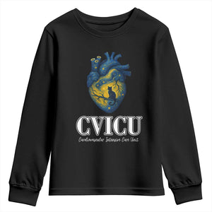 CVICU Nurse Cat Starry Night Youth Sweatshirt Cardiovascular Intensive Care Unit TS14 Black Print Your Wear