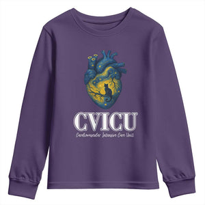 CVICU Nurse Cat Starry Night Youth Sweatshirt Cardiovascular Intensive Care Unit TS14 Purple Print Your Wear