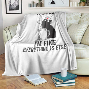Funny Cat Nurse Throw Blanket It Is Fine I Am Fine Everything Is Fine TS14 Print Your Wear