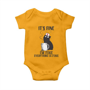 Funny Cat Nurse Baby Onesie It Is Fine I Am Fine Everything Is Fine TS14 Gold Print Your Wear
