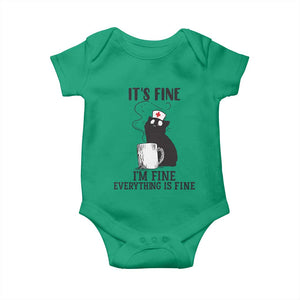 Funny Cat Nurse Baby Onesie It Is Fine I Am Fine Everything Is Fine TS14 Irish Green Print Your Wear