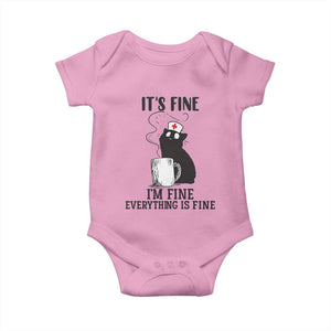Funny Cat Nurse Baby Onesie It Is Fine I Am Fine Everything Is Fine TS14 Light Pink Print Your Wear