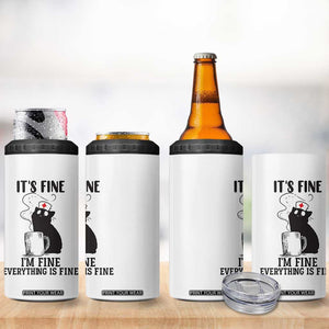 Funny Cat Nurse 4 in 1 Can Cooler Tumbler It Is Fine I Am Fine Everything Is Fine TS14 Print Your Wear