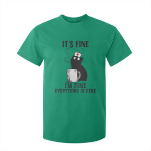 Funny Cat Nurse T Shirt For Kid It Is Fine I Am Fine Everything Is Fine TS14 Irish Green Print Your Wear