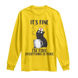Funny Cat Nurse Long Sleeve Shirt It Is Fine I Am Fine Everything Is Fine TS14 Daisy Print Your Wear