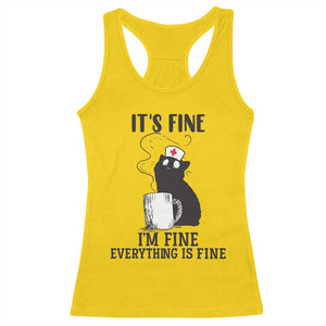 Funny Cat Nurse Racerback Tank Top It Is Fine I Am Fine Everything Is Fine TS14 Daisy Print Your Wear