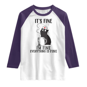 Funny Cat Nurse Raglan Shirt It Is Fine I Am Fine Everything Is Fine TS14 White Purple Print Your Wear