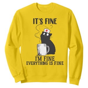 Funny Cat Nurse Sweatshirt It Is Fine I Am Fine Everything Is Fine TS14 Daisy Print Your Wear