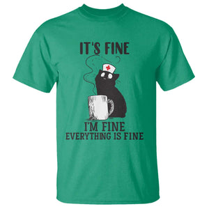 Funny Cat Nurse T Shirt It Is Fine I Am Fine Everything Is Fine TS14 Irish Green Print Your Wear