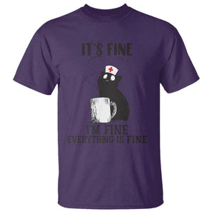 Funny Cat Nurse T Shirt It Is Fine I Am Fine Everything Is Fine TS14 Purple Print Your Wear