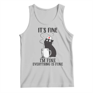 Funny Cat Nurse Tank Top It Is Fine I Am Fine Everything Is Fine TS14 Ash Print Your Wear