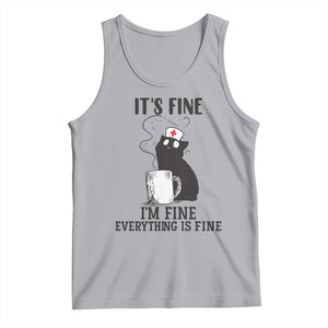 Funny Cat Nurse Tank Top It Is Fine I Am Fine Everything Is Fine TS14 Athletic Heather Print Your Wear