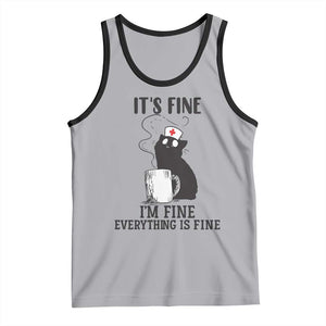 Funny Cat Nurse Tank Top It Is Fine I Am Fine Everything Is Fine TS14 Athletic Heather Black Print Your Wear