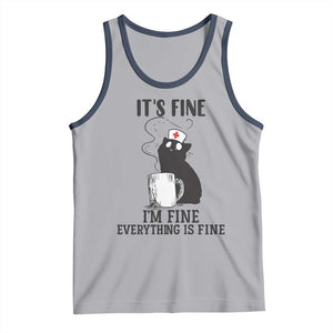Funny Cat Nurse Tank Top It Is Fine I Am Fine Everything Is Fine TS14 Athletic Heather Navy Print Your Wear