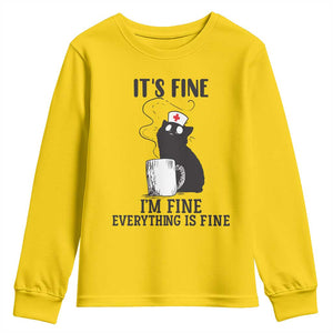 Funny Cat Nurse Youth Sweatshirt It Is Fine I Am Fine Everything Is Fine TS14 Daisy Print Your Wear